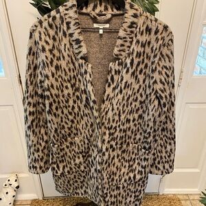 Maurices Animal Print Leopard Print Longline Button Up Cardigan Jacket M